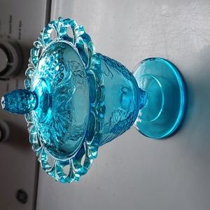 carnival glass covered candy dish